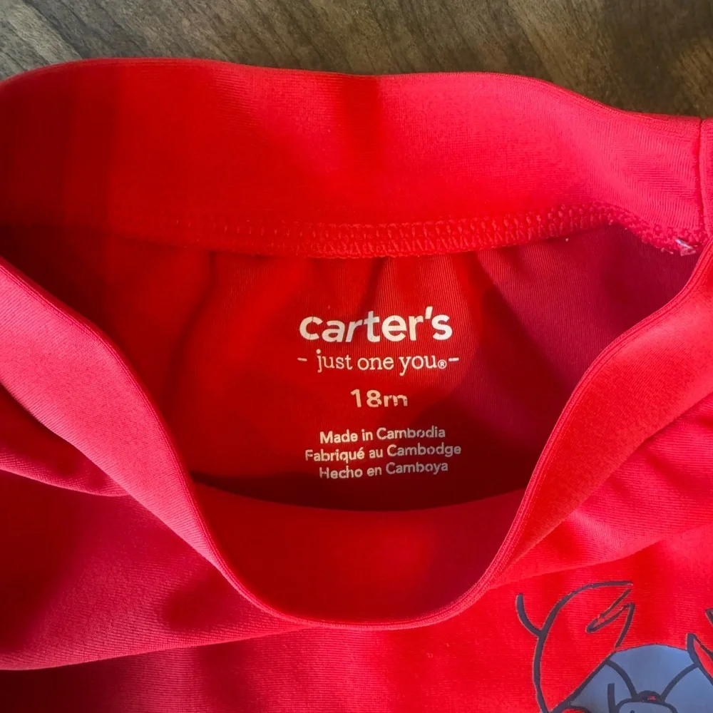 Carter's Just One You Boys Gray Shark (12m) and Red Lobster (18m) Swimwear Sets